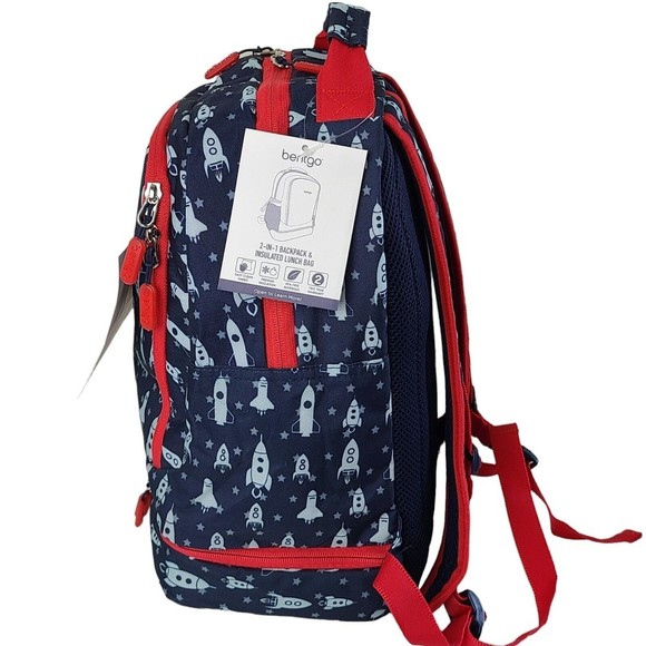 Bentgo Kids Prints 2-in-1 Backpack Lunch Bag Insulated Space Rockets School - Picture 10 of 14